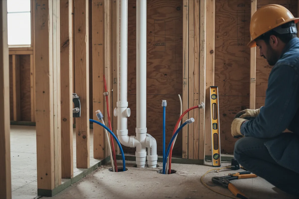 Drain and supply rough-in during Sump Pump Repair in Saint Hedwig